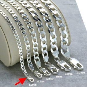 18” Flat Diamond Cut Curb SS Necklace